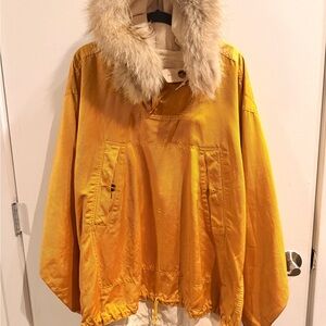 Women's Golden Fur-Trimmed Ski Jacket